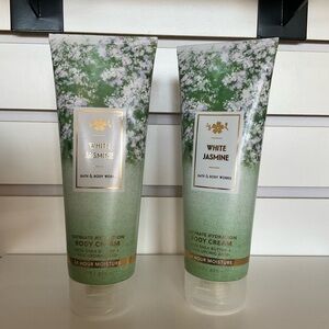 2 White Jasmine Bath & Body Works Green Moisturizer with Botanical Design